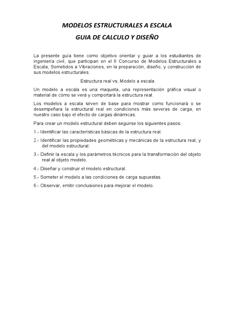 Modelos Estructurales A Escala | PDF | Elasticidad (Física) | Hormigón