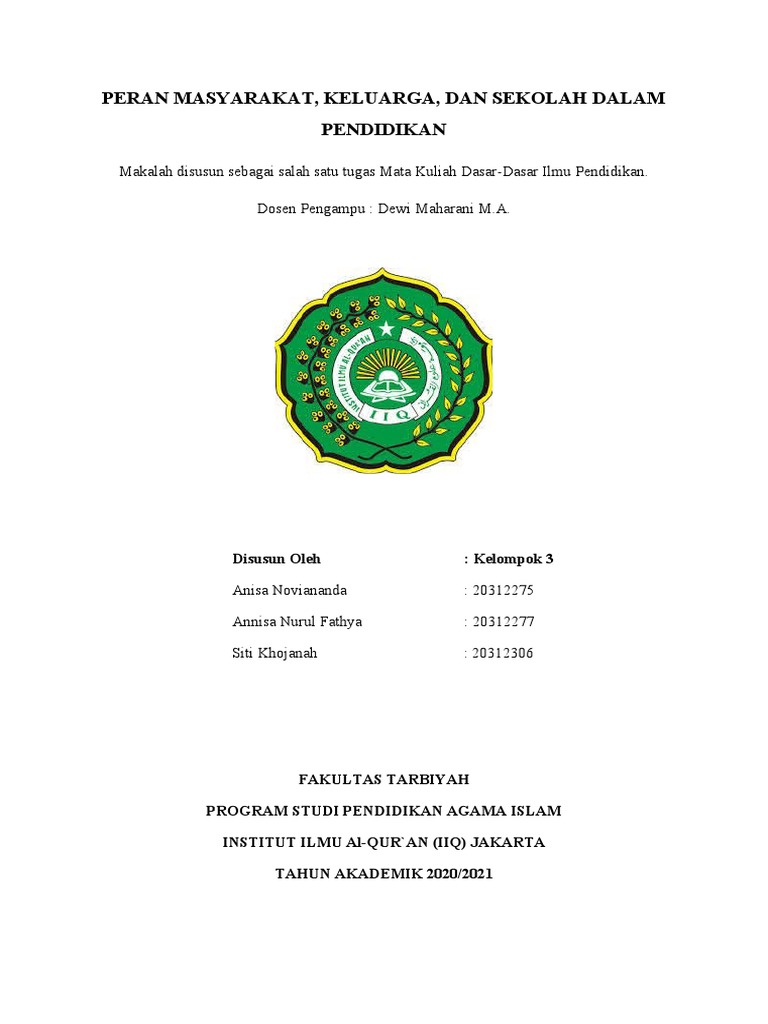 Peran Sekolah dan Masyarakat dalam Pendidikan | PDF
