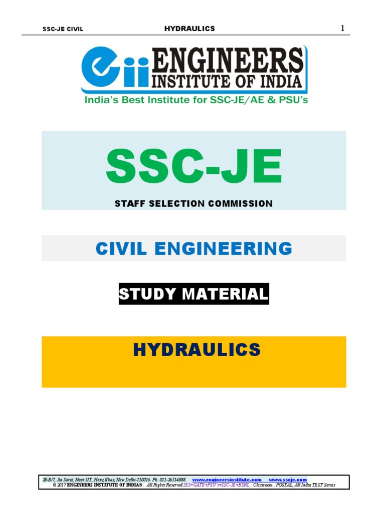SSC JE Study Material Hydraulics Fluid Mechanics | PDF | Viscosity ...