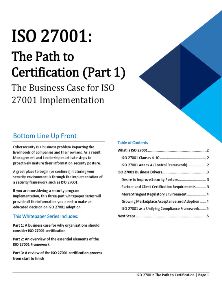 Risk3sixty - The Business Case For ISO 27001 (Part 1) | PDF ...