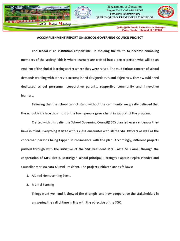 SGC Project Accomplishment Report | PDF | Career & Growth