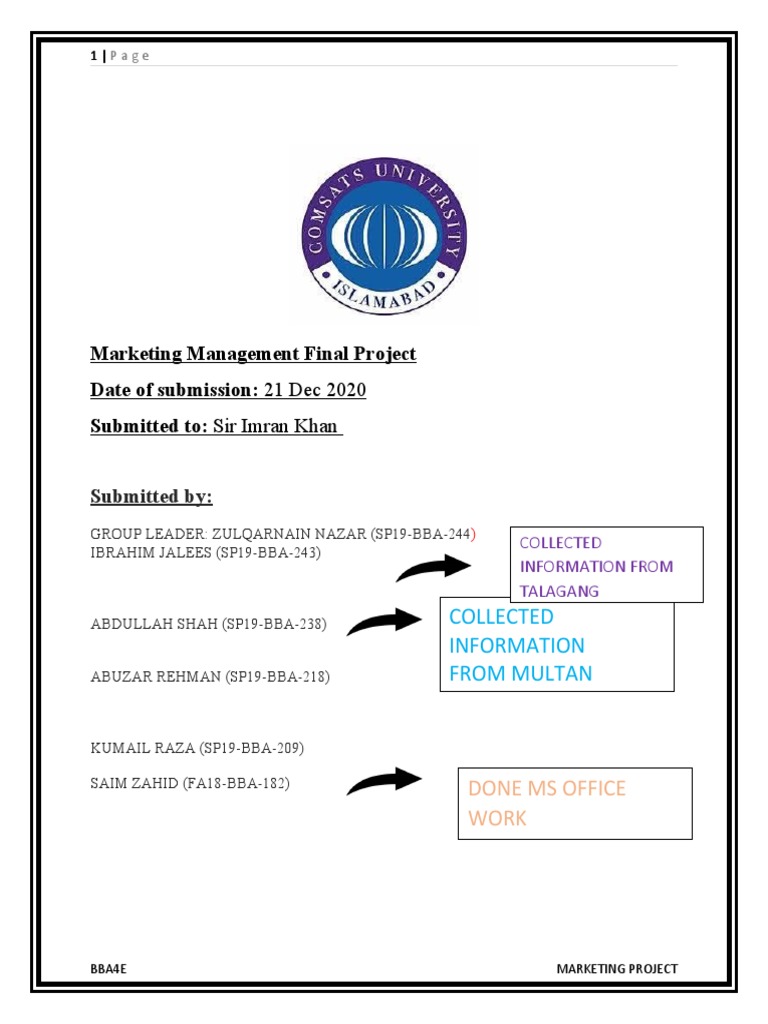 Marketing Project Talagang and Multan PDF Wood Furniture