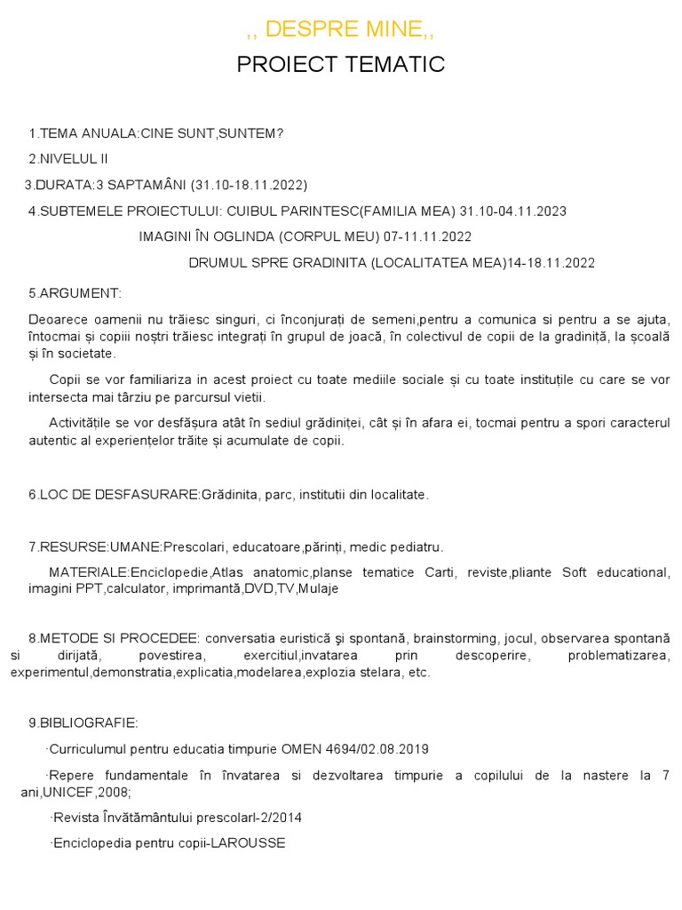 Proiect Tematic Eu | PDF