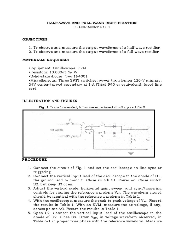 Half Wave and Full Wave Rectification PDF Rectifier Electric Power