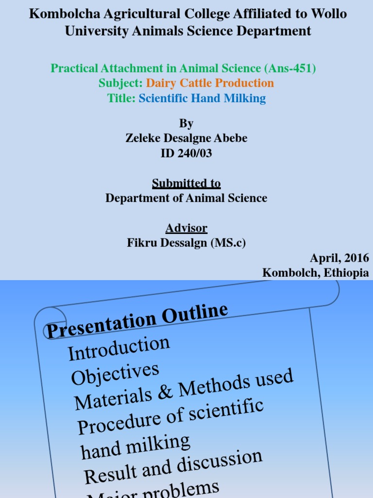 Zeleke Final Practical Attachment PDF Dairy Mammals