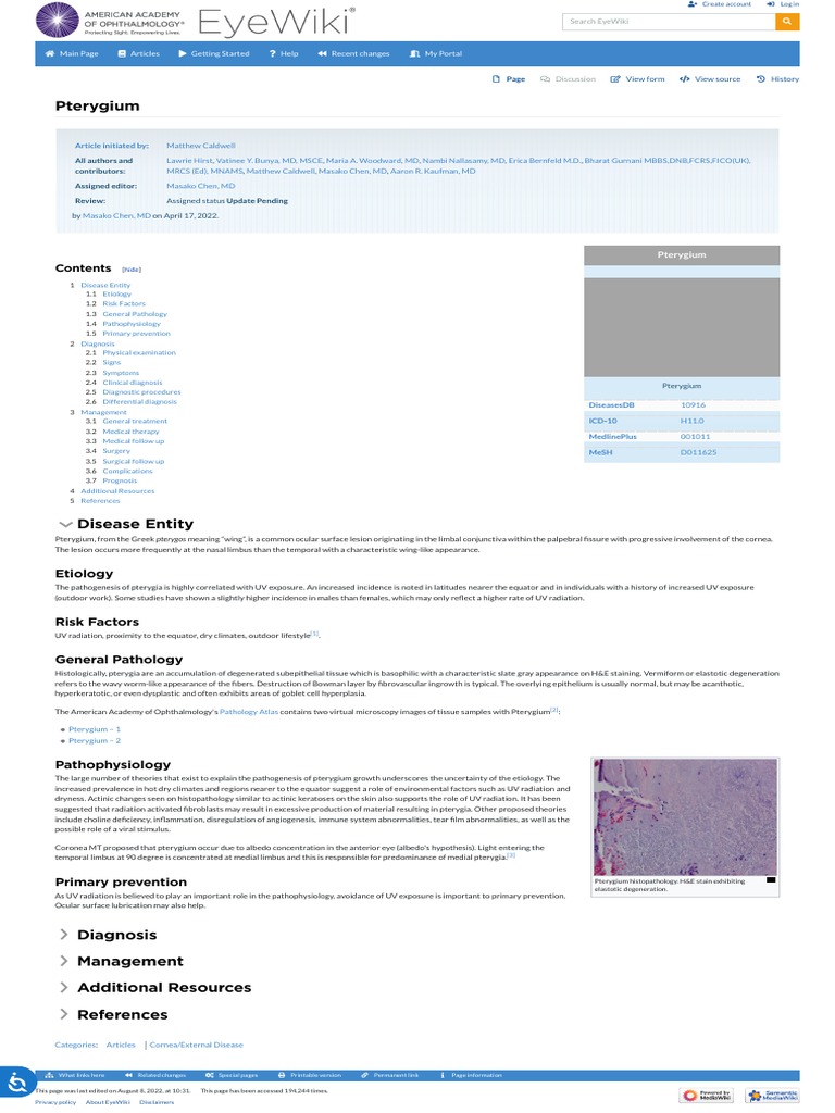 Pterygium - EyeWiki | PDF | Medical Diagnosis | Medicine