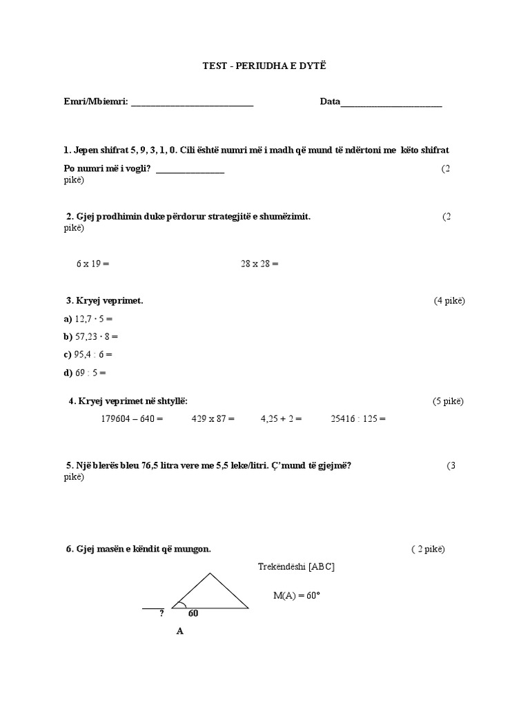 Matematika 5 - Test 2 | PDF