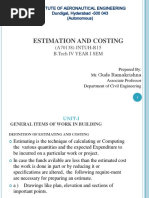 Estimation and Costing: (A70138) JNTUH-R15 B.Tech Iv Year I Sem