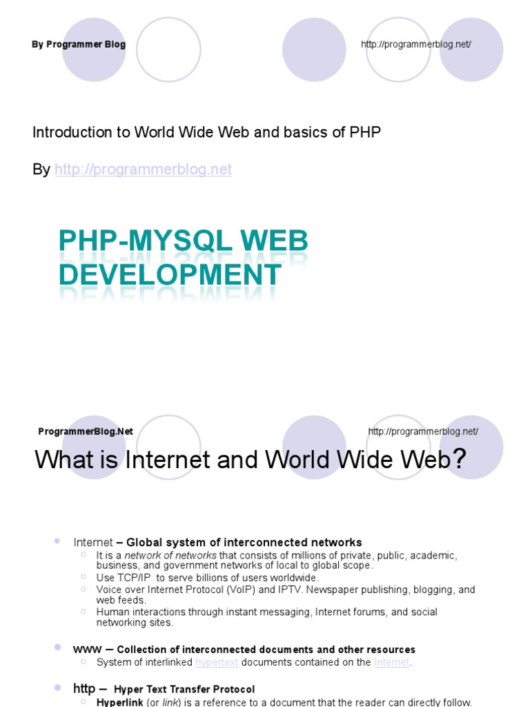 Introduction To Web and P.8762305.powerpoint | PDF | Php | World Wide Web