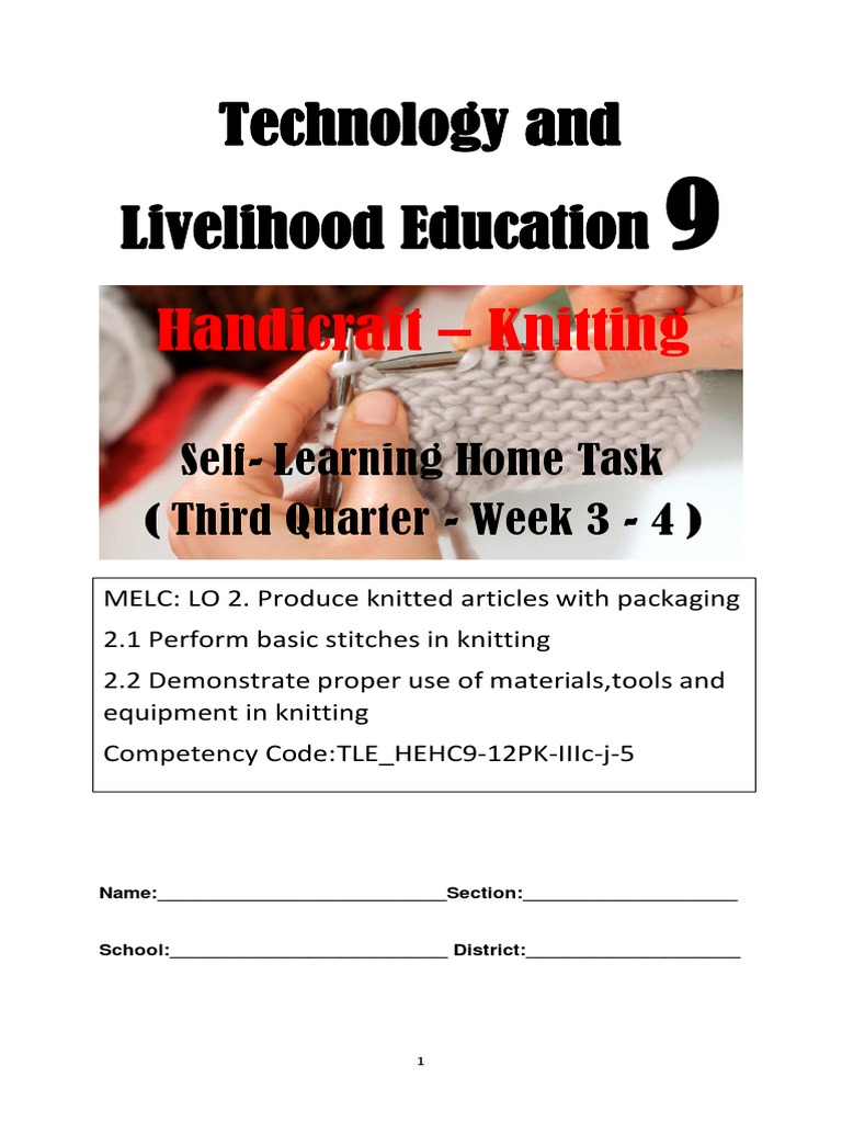 SLHT Handicraft9 Week3 4 | PDF | Knitting | Textile Arts