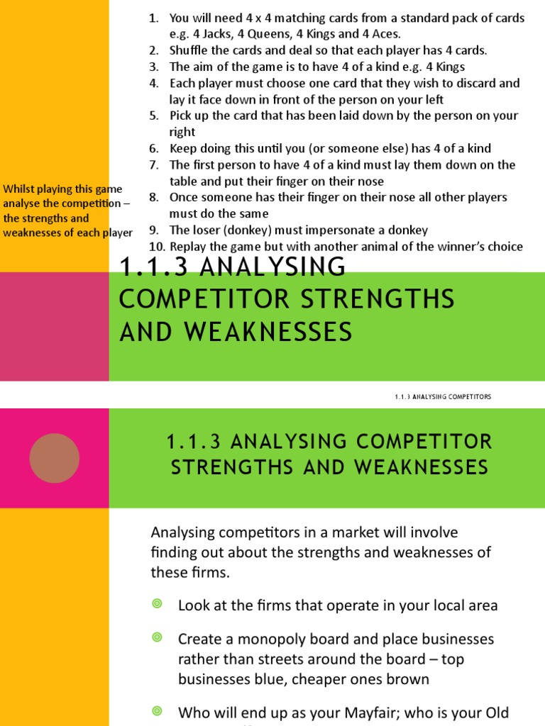 1.1.3 Analysing Competitor Strengths and Weaknesses PDF Marketing