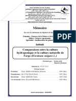 Mémoire: Comparaison Entre La Culture Hydroponique Et La Culture Naturelle de L'orge (Hordeum Vulgare L.)