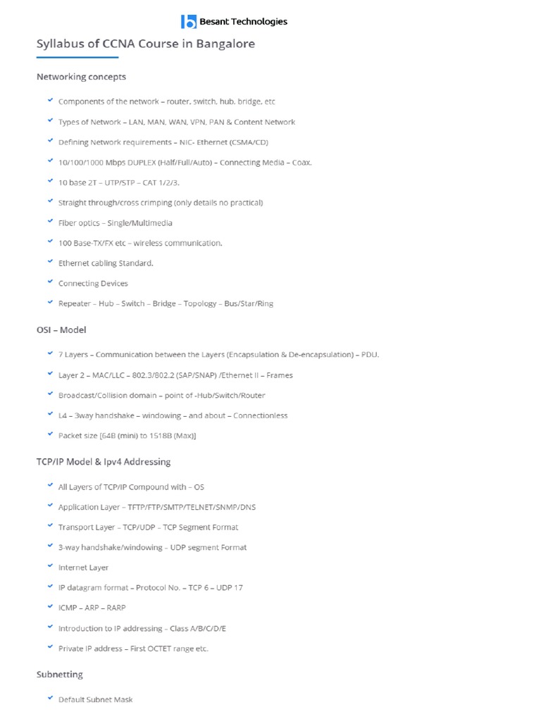 Ccna Course Syllabus