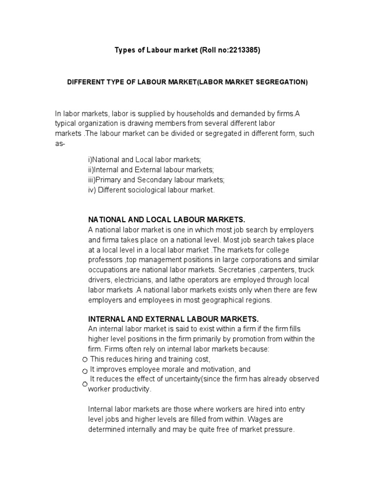types-of-labour-market-shreya-pdf-labour-economics-employment