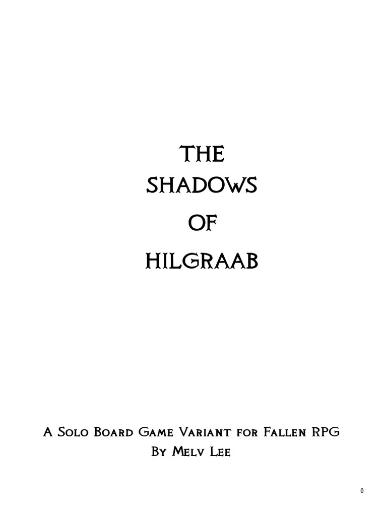 The Shadows of Hilgraab Rulebook Low Ink v2 PDF Gaming Tabletop Games