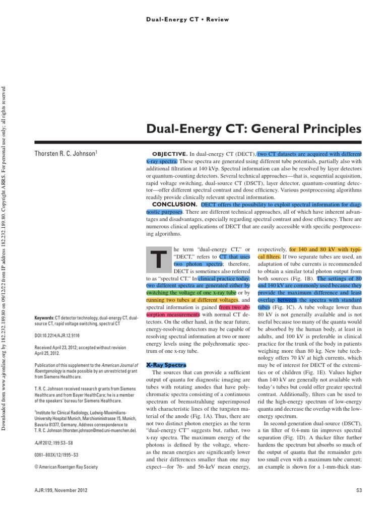 Dual-Energy CT: General Principles | PDF | X Ray | Ct Scan