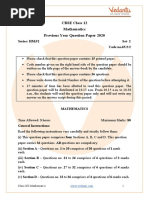 CBSE Class 12 Maths Question Paper 2020