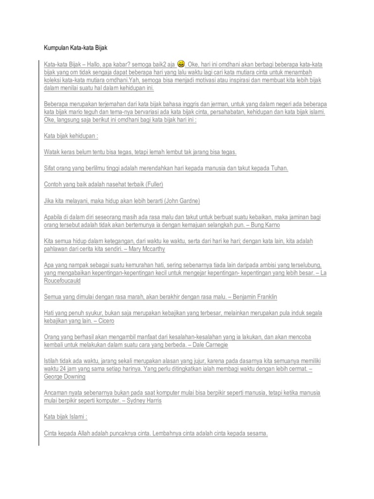 Kumpulan Kata Kata Bijak Kumpulan Kata Kata Bijak
