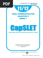 Oral Communication Quarter 2 Week 1: Capsulized Self-Learning Empowerment Toolkit