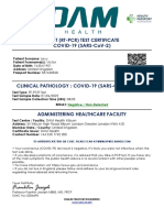 Naat (RT-PCR) Test Certificate Covid-19 (Sars-Cov-2) : Negative / Non-Detected