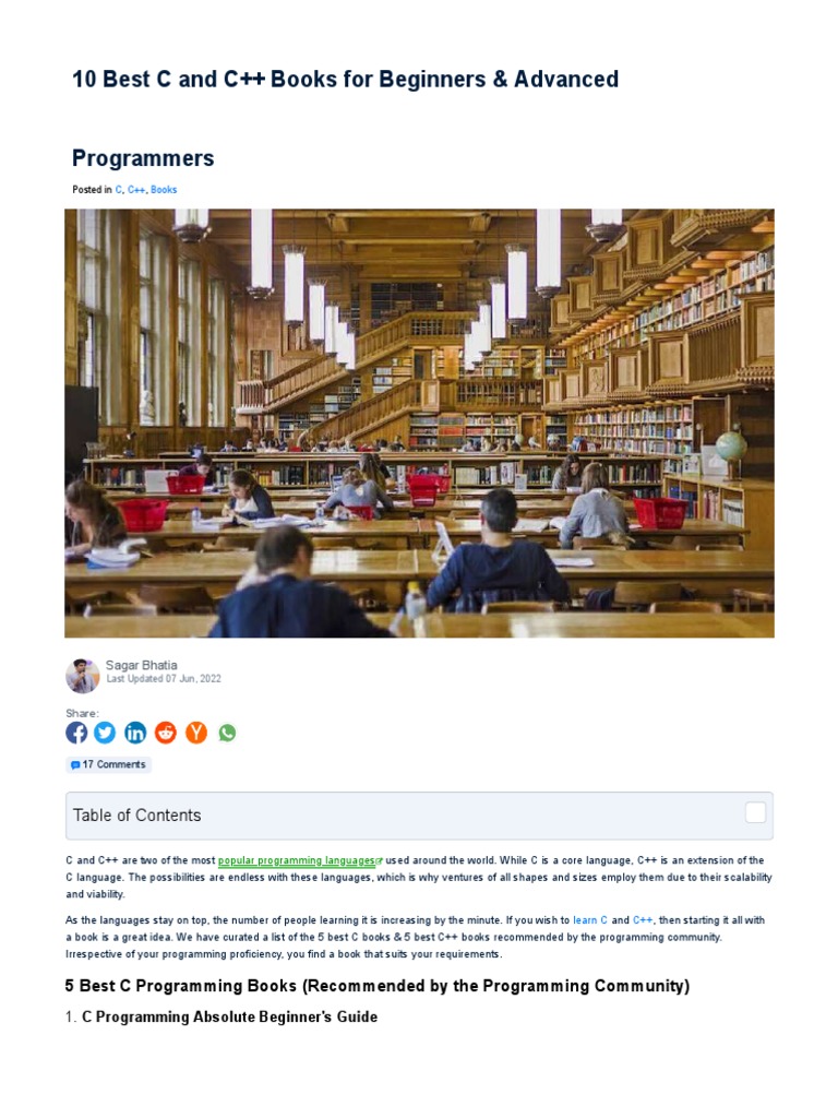 10 Best C and C++ Books For Beginners & Advanced Programmers | PDF ...