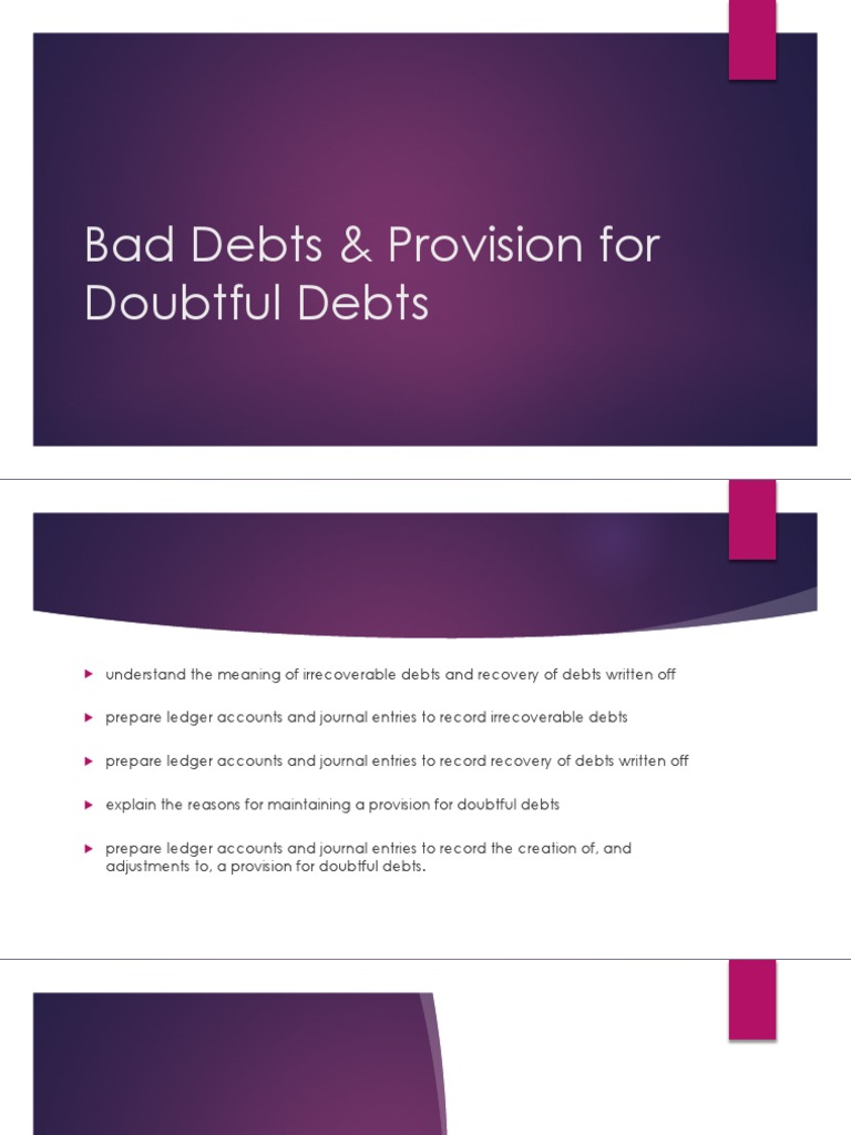 Bad Debts and Provision Accounting Guide | PDF | Bad Debt | Accounting