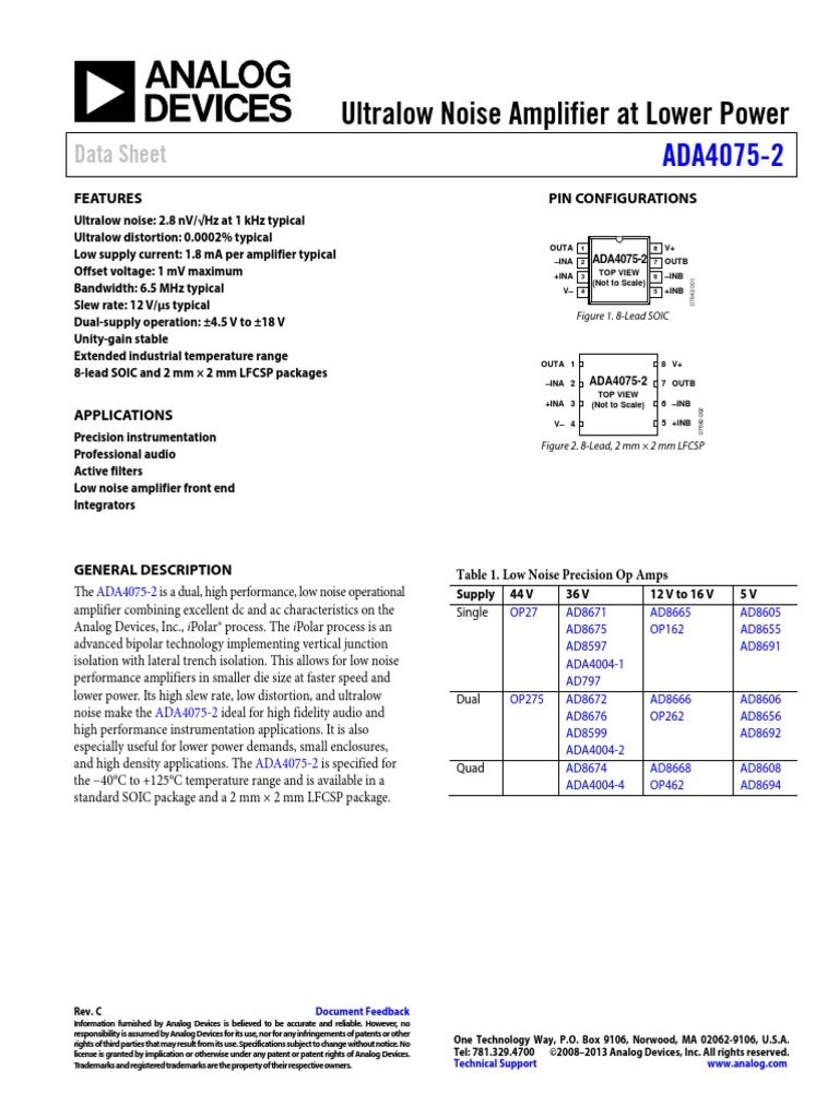 Ada4075 2 | PDF | Amplifier | Operational Amplifier