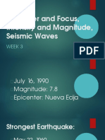 Q2 L2 Epicenter and Focus Intensity and Magnitude Seismic Waves