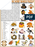 Thanksgiving Vocabulary Esl Word Search Puzzle Worksheet For Kids