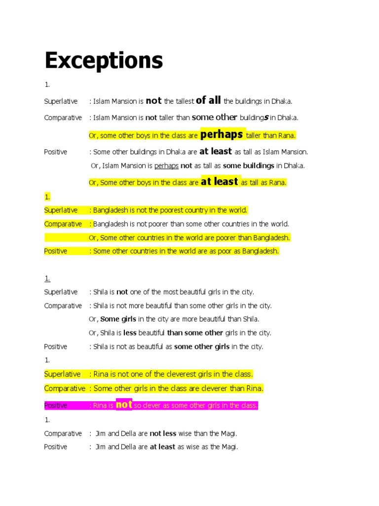 Exceptions PDF Linguistics Grammar