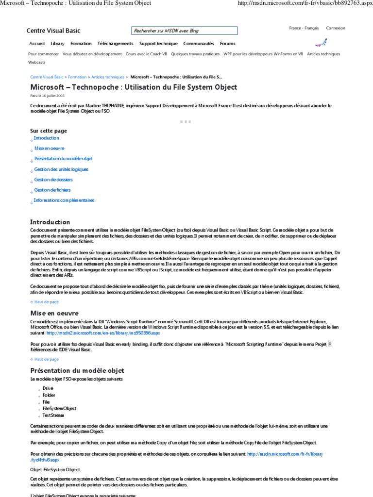 Gestion Des Fichiers en Vbscript | PDF | De base | Fichier informatique