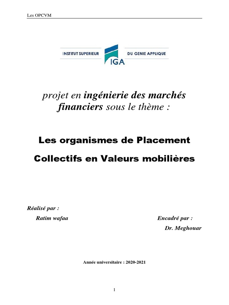 Les OPCVM : Définition et Fonctionnement | PDF | Obligation (Finance ...