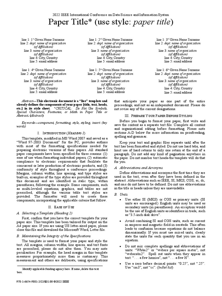 Conference Template | PDF | International System Of Units | Note ...