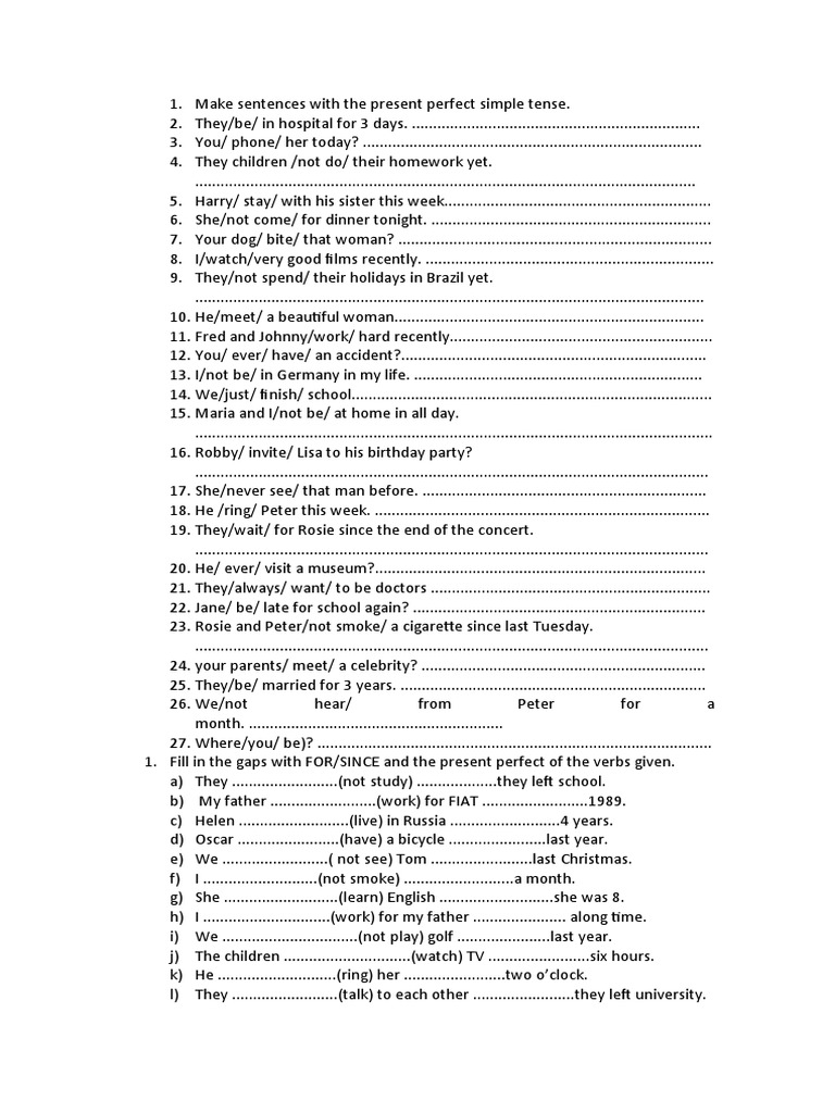 PRESENT SIMPLE PERFECT ENGLISH GRAMMAR EXERCISES PDF intelligence overview