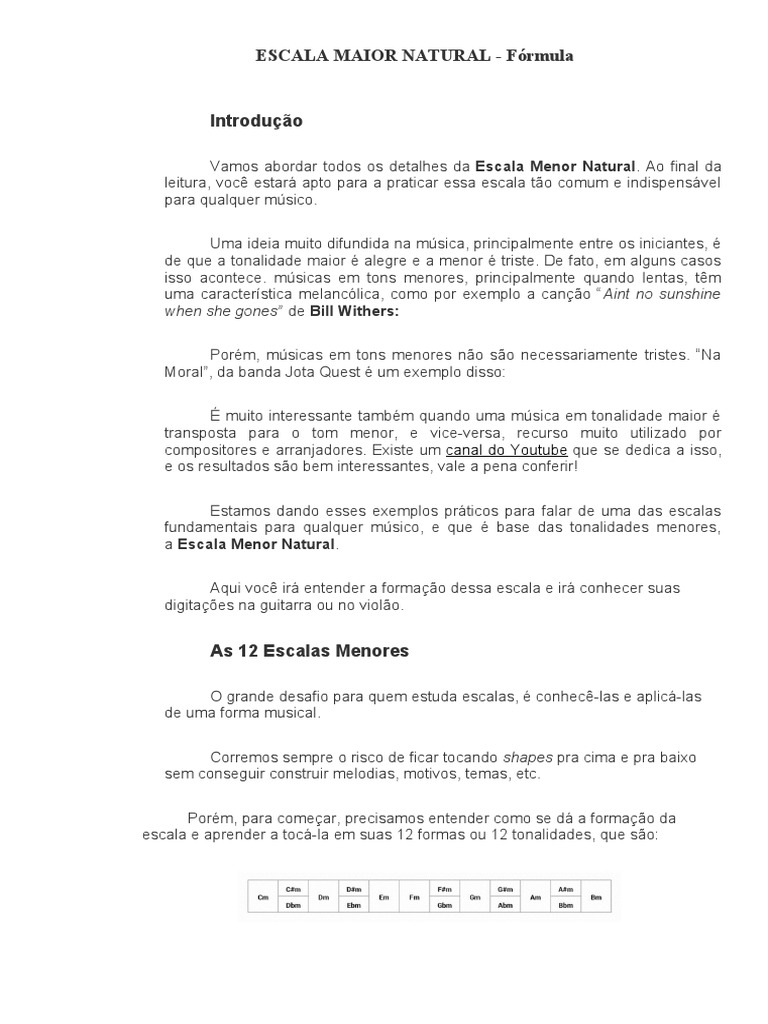 Escala Menor Natural Pdf Escala Música Teoria Da Música