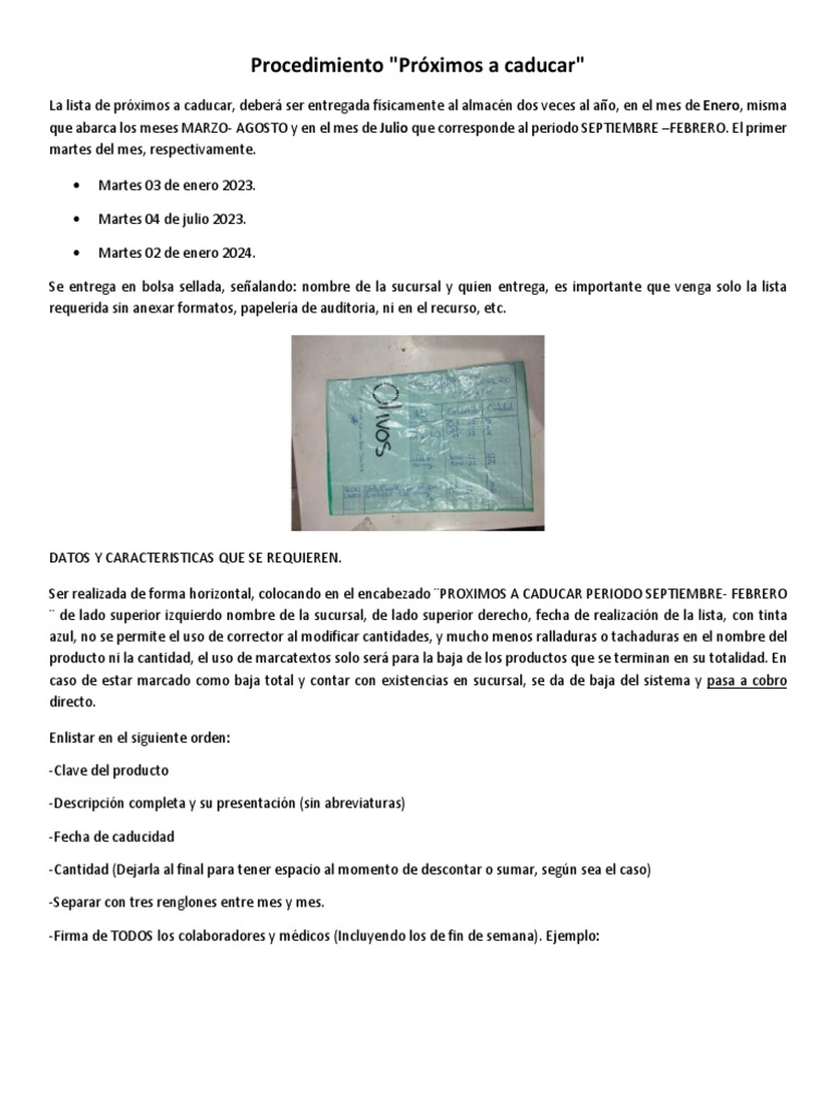 Procedimiento Proximos A Caducar | PDF | Auditoría