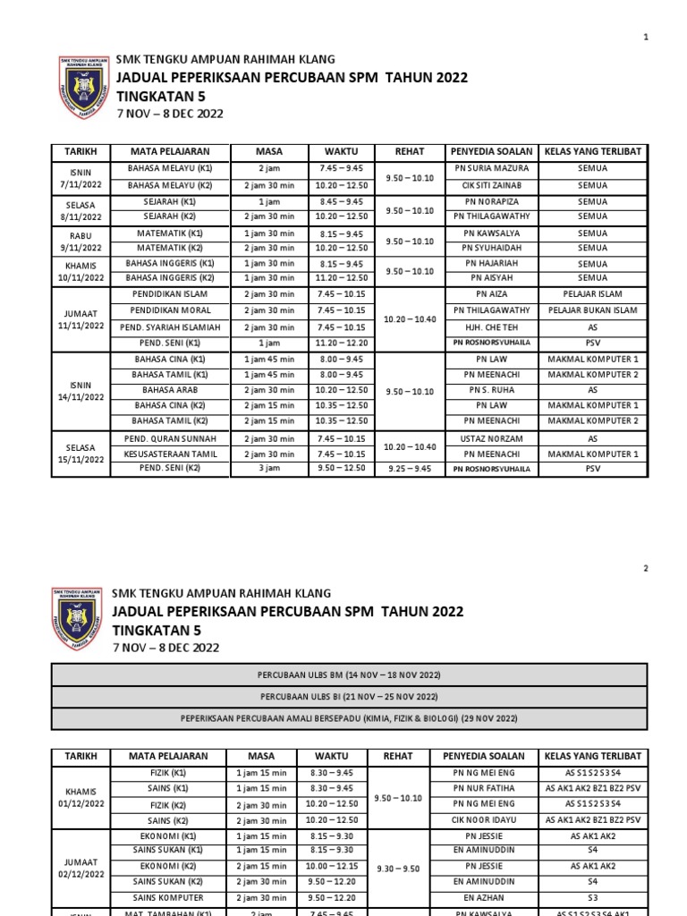1a.jadual Percubaan SPM 2022 PDF