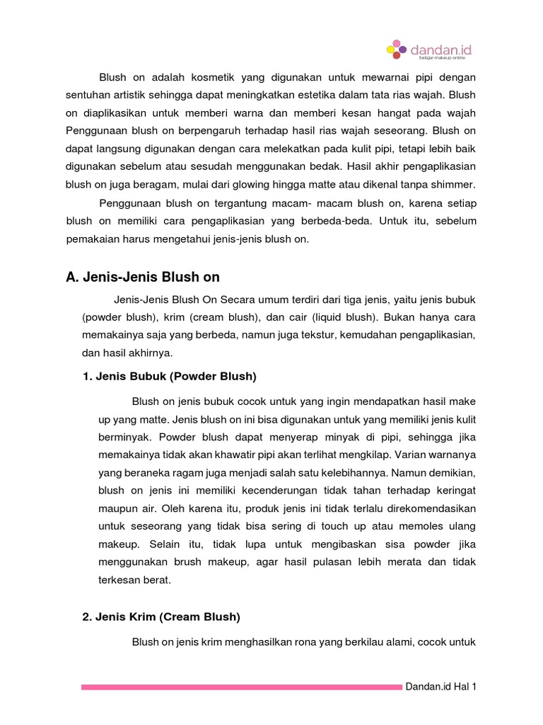 A. Jenis-Jenis Blush On | PDF