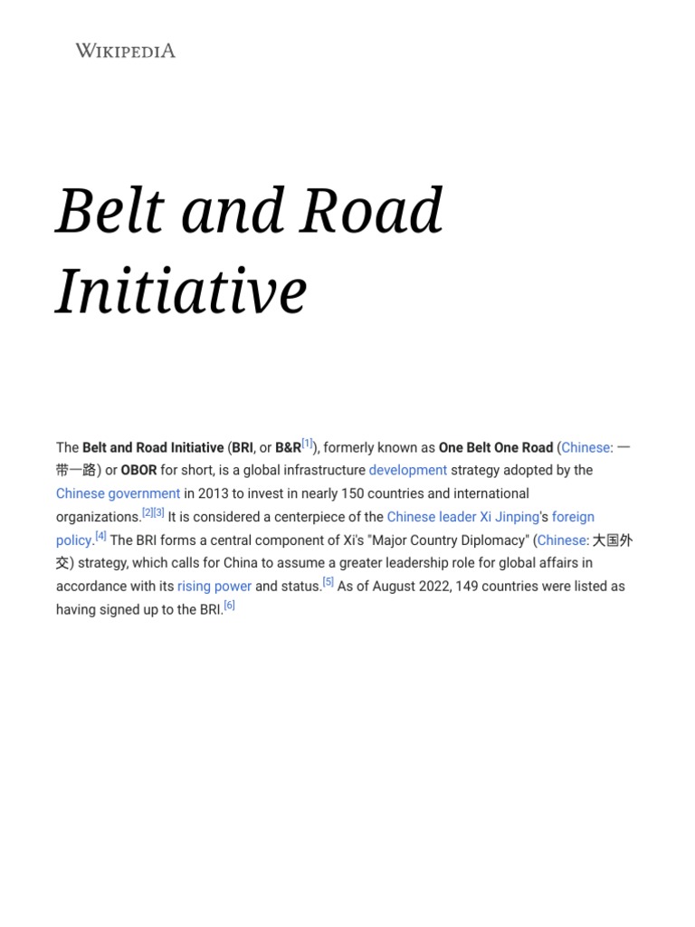 Belt and Road Initiative Wikipedia PDF Economies