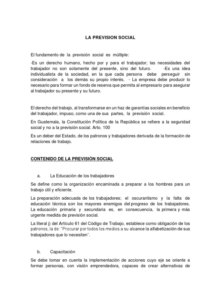 Previsión Social y Trabajo en Guatemala | PDF | Bienestar | Guatemala