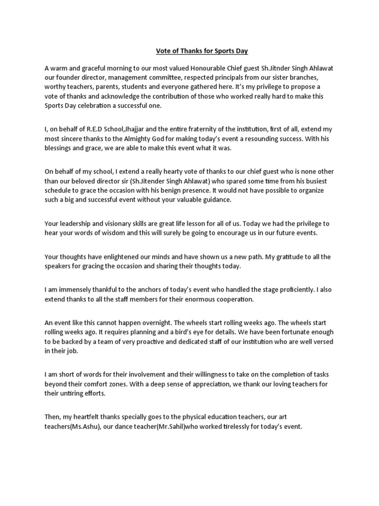Vote of Thanks | PDF