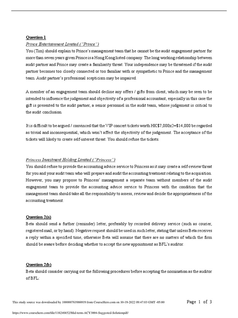 Audit Independence And Ethics Addressing Potential Threats And