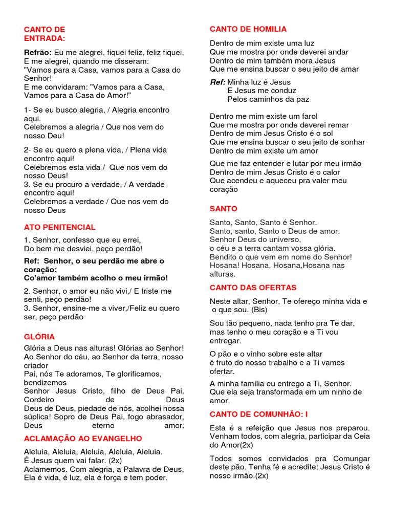 CÂNTICOS | PDF | Eucaristia | Deus