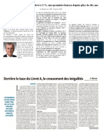 Derrière Le Relèvement Du Taux Du Livret A, Le Creusement Des Inégalités (Le Monde, Janvier 22)
