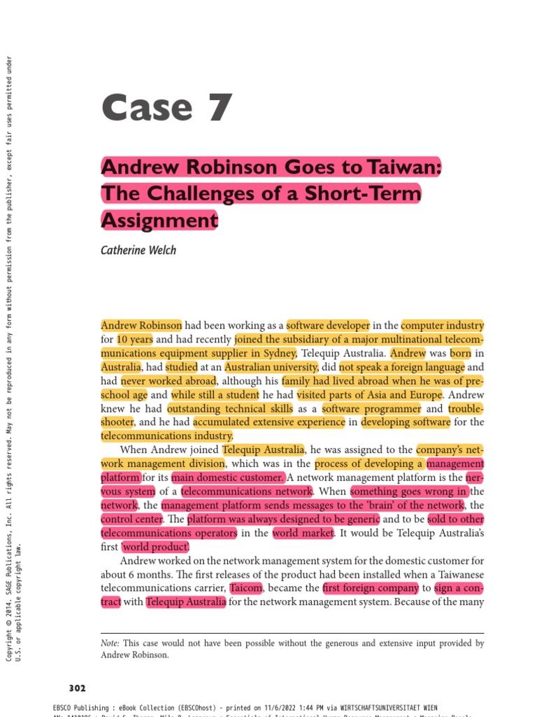 Andrew Robinson Case PDF Taxes Taiwan