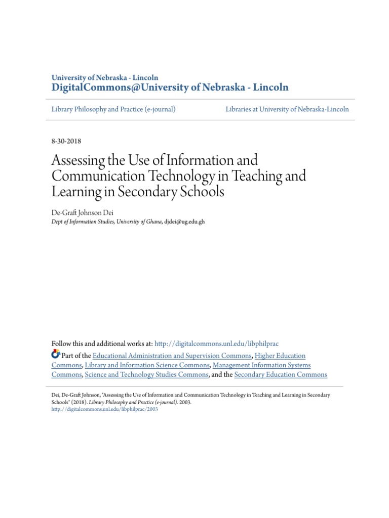 ICT Impact on Secondary Education in Ghana | PDF | Educational ...