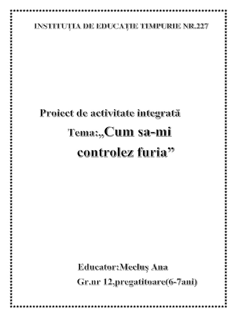 Proiect Cum Imi Controlez Furia | PDF