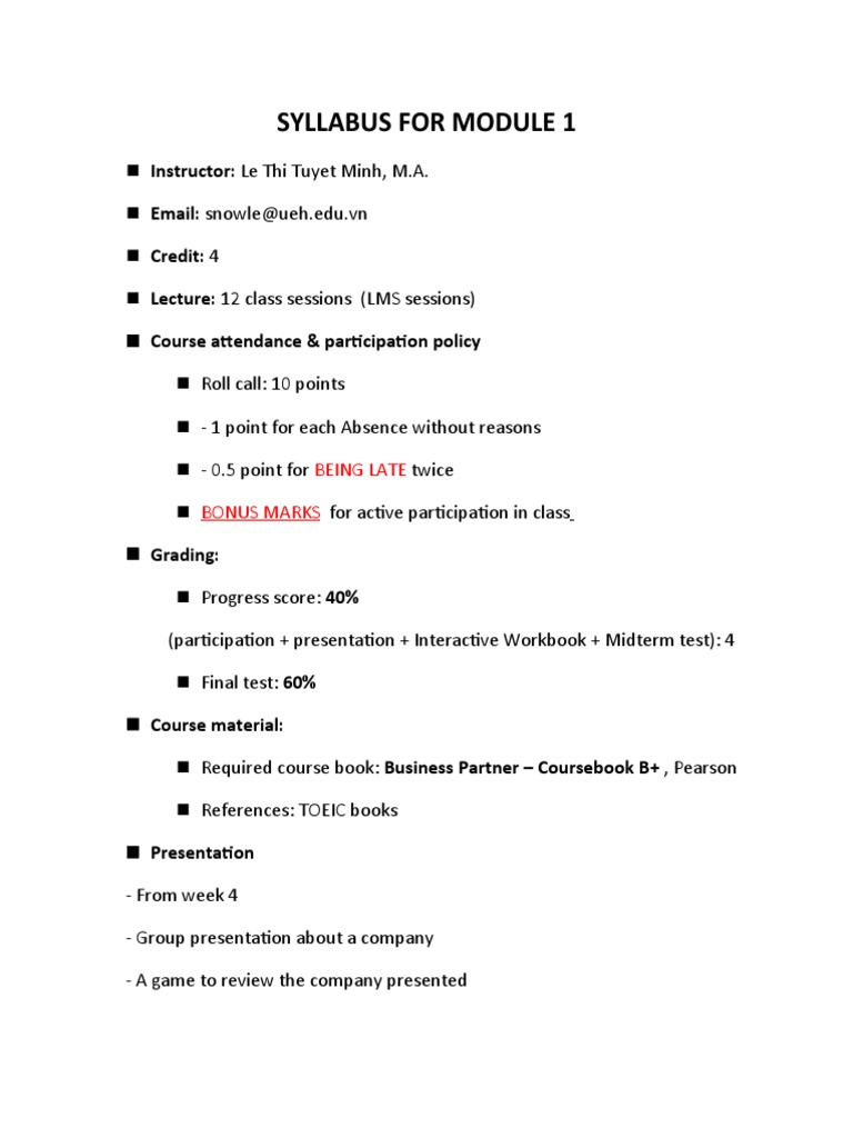 Syllabus For Module 1 - K46 CLC | PDF | Career & Growth | Art