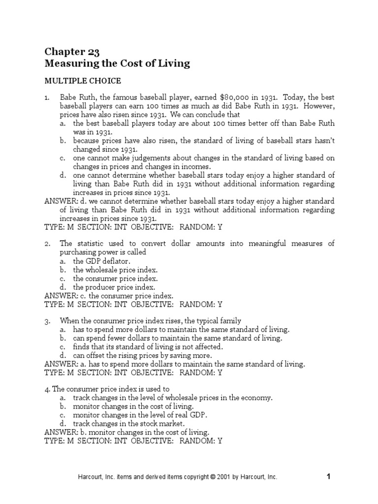 Chap23 Measuring The Cost Of Living Pdf Cost Of Living Inflation