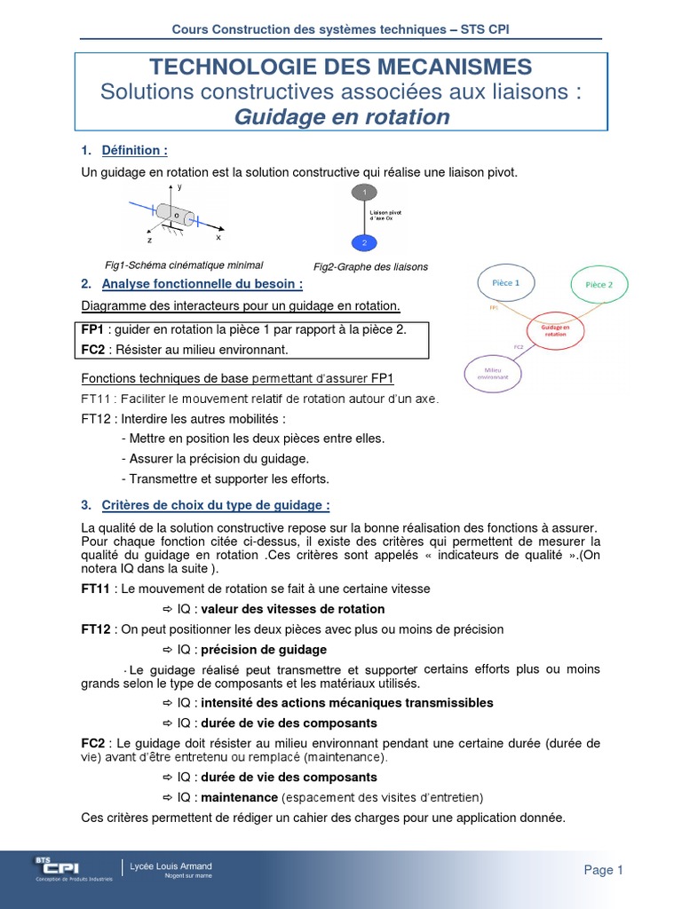 Types de guidage en rotation | PDF | Palier (mécanique) | Matériaux